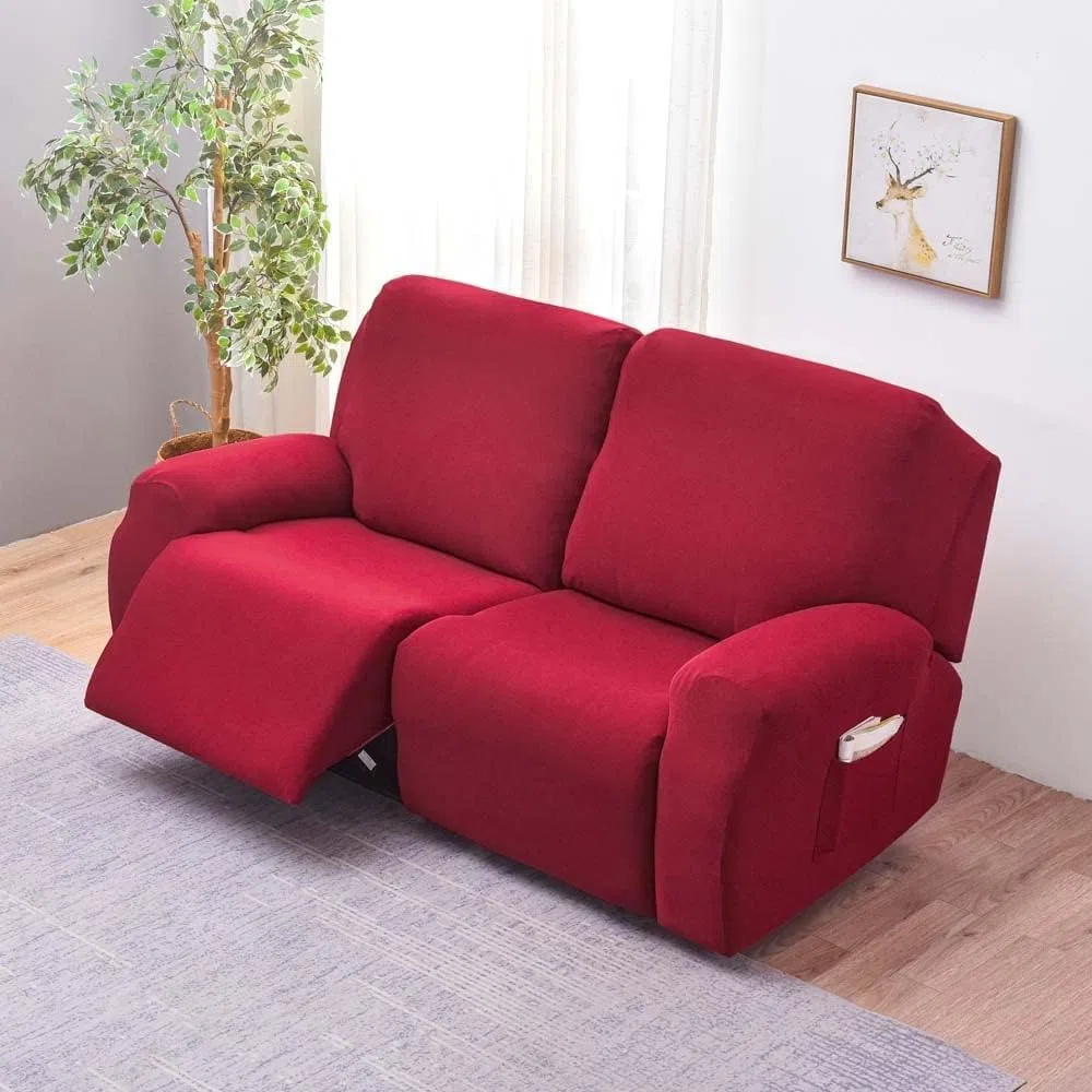 2 Fodera for poltrona relax a posti, Fodera for poltrona reclinabile stampata divano Poltrona reclinabile con tasca lavabile(#13)