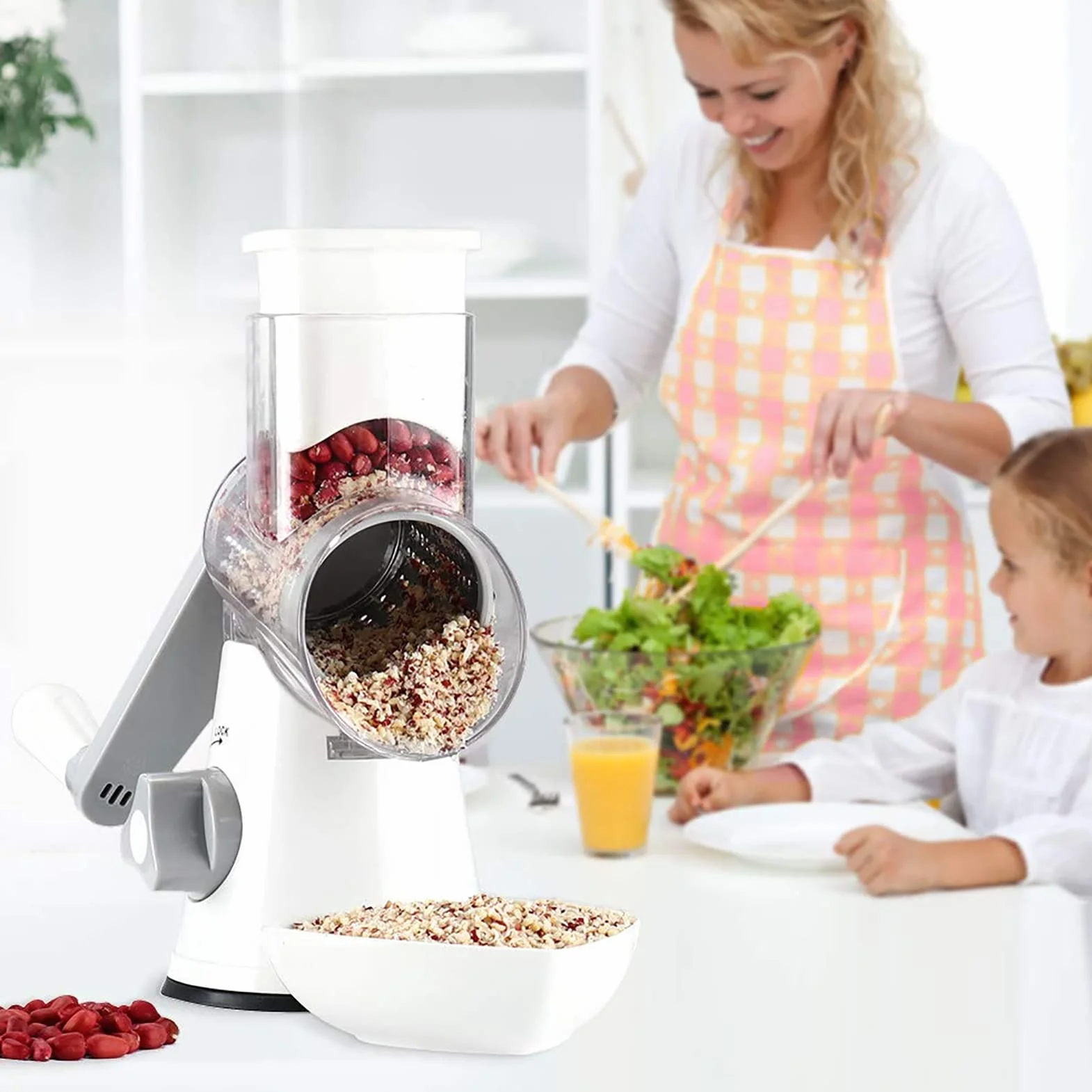 Affetta Verdure Manuale Tagliaverdure Mandolina per Trita Verdure con 3 Lame per Affettare Tagliare e Grattugiare da Cucina Taglia Verdure Grattugia per Verdure Manuale Vegetable Slicer