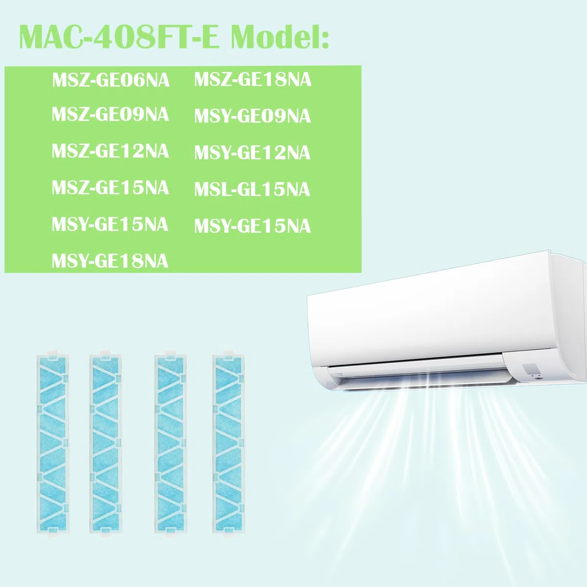 Filtri MAC-408FT-E per condizionatore d'aria Mitsubishi Electric MAC-408FT-E, confezione da 4