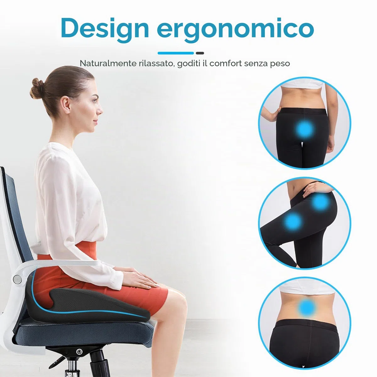 Cuscino in Memory Foam – Supporto Ergonomico per il Coccige, Cuscino Progettato per Sedute Prolungate – Morbido, Supportivo e Traspirante