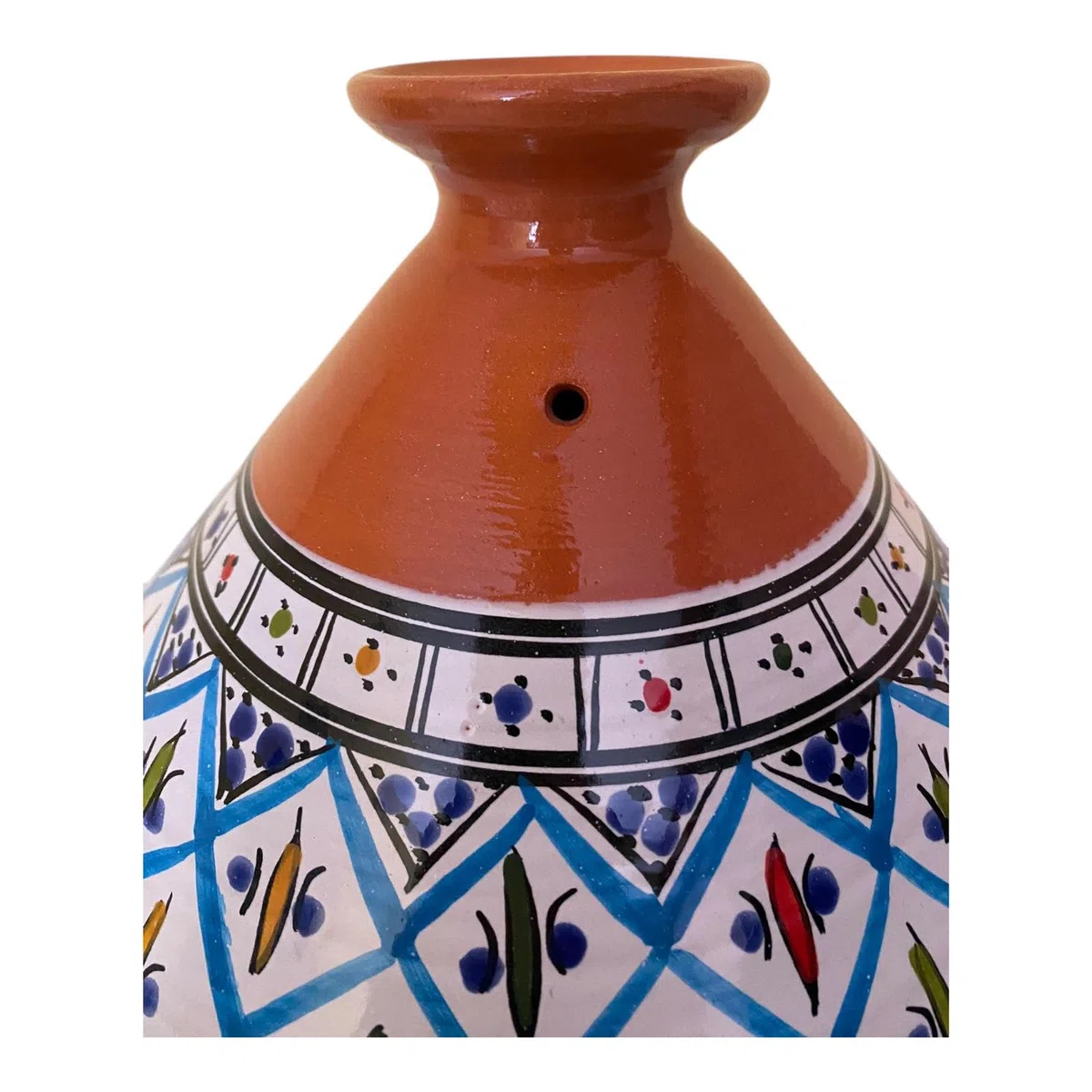 La Maison Unique: Tajine Terracotta Marocchina Tunisina Diametro 32cm Pentola a Pressione Con Coperchio Piatto Etnico Marocchino Cucina Salutare - Qualità Premium - Turchese