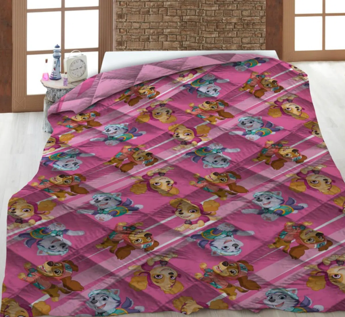 Aymax Trapunta per bambini Pat Patrol Rosa per letto singolo trapuntato stampato reversibile, morbido e caldo