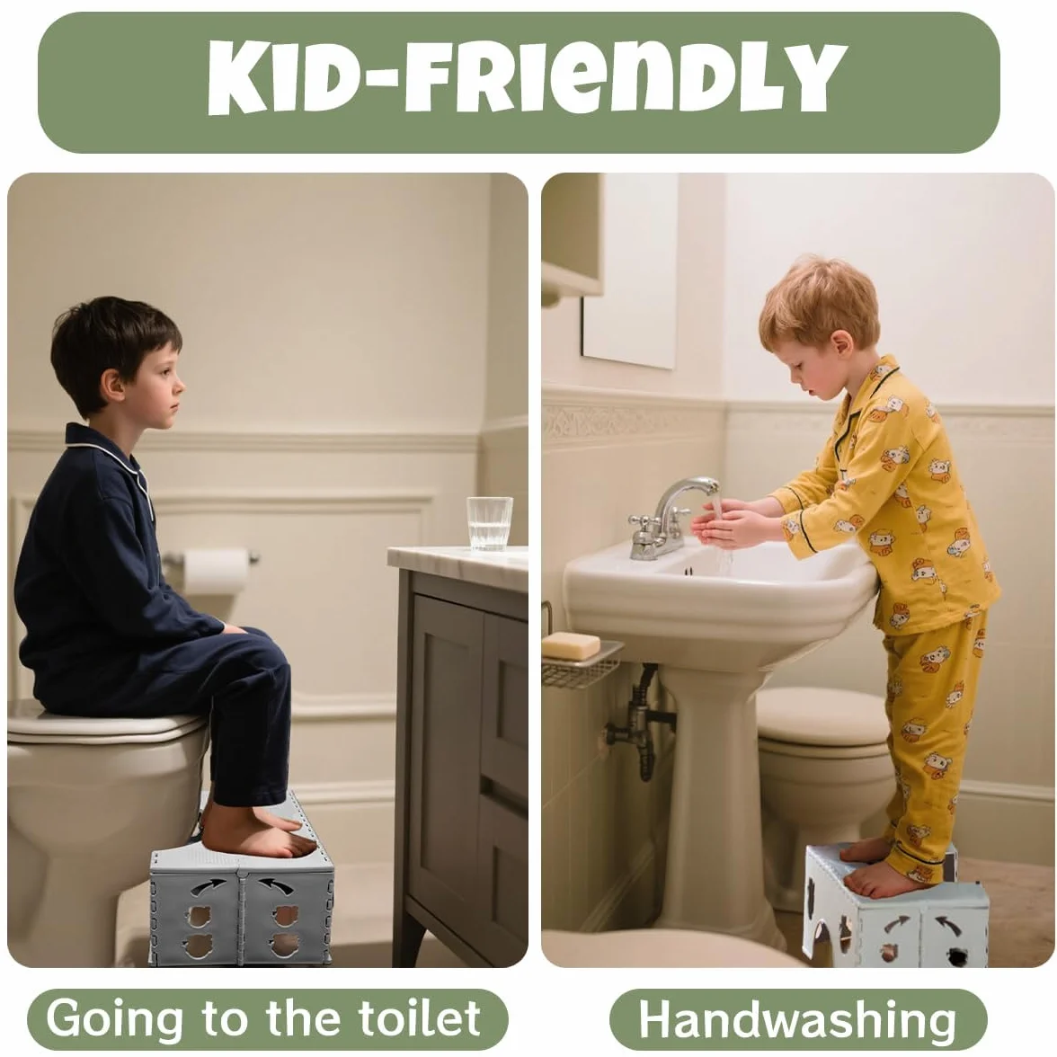 Sgabello Bagno pieghevole per Bambini e Adulti - Sgabellino Squatty da Toilette, Poggiapiedi Antiscivolo per Bagno, Panchetto Contro la Stitichezza, Peso 1,4 kg