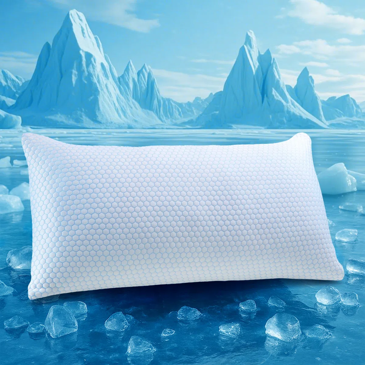 UNIKOME Cuscino di raffreddamento 40x80CM, cuscino in memory foam a doppia faccia, cuscino di raffreddamento freddo/caldo rimovibile, blu per estate/autunno, bianco per inverno/primavera, Oeko-Tex
