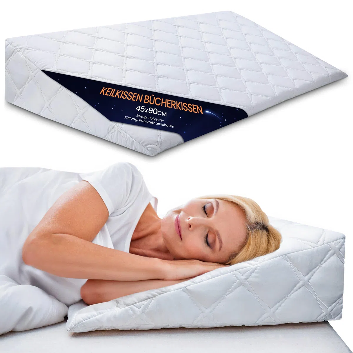 Totsy Baby Cuscino Antireflusso Adulti & a Cuneo per Letto 68x80 cm - da Lettura Triangolare Schienale Letto – Cuscino Reflusso Rialzo per Leggere a Letto Fodera Lavabile Öko-Tex