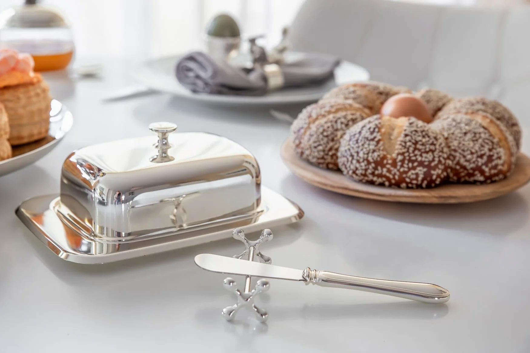 Edzard Set da 6 reggiposata Croce, Lunghezza 7 cm, Placcato in Argento pregiato, antiossidante
