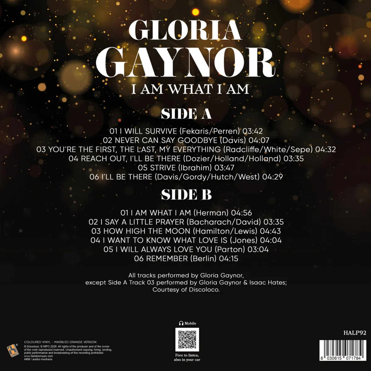 Gloria Gaynor I Am What I Am, Vinile Colorato Arancione