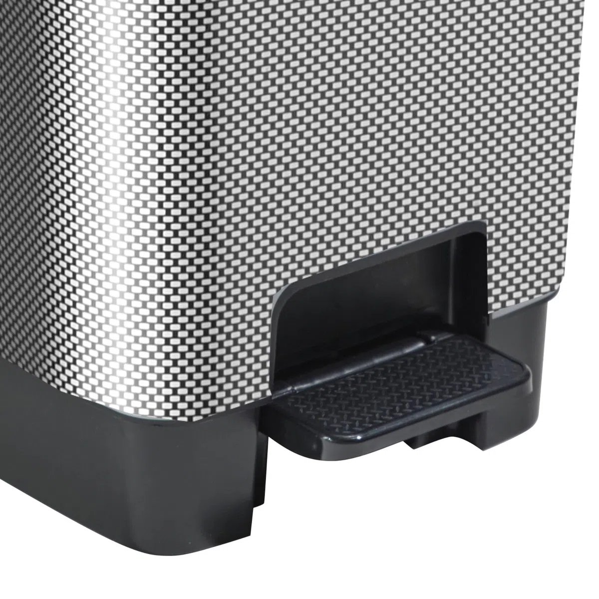 SUNDIS Cover Bin pattumiera con pedale, 30L, rettangolare, in plastica riciclata aspetto del carbonio con maniglie per appendere e nascondere la borsa per cucina, ufficio, lavanderia, garage, officina