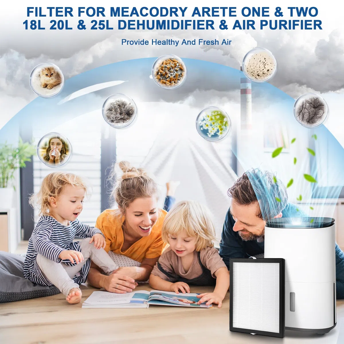 Kigniote Confezione da 3 filtri HEPA compatibili con MeacoDry Arete One 18L, 20L e 25L deumidificatore purificatore d'aria 2 in 1, 26 x 22 x 1,5 cm, non compatibile con deumidificatore Meaco 20L 20LE