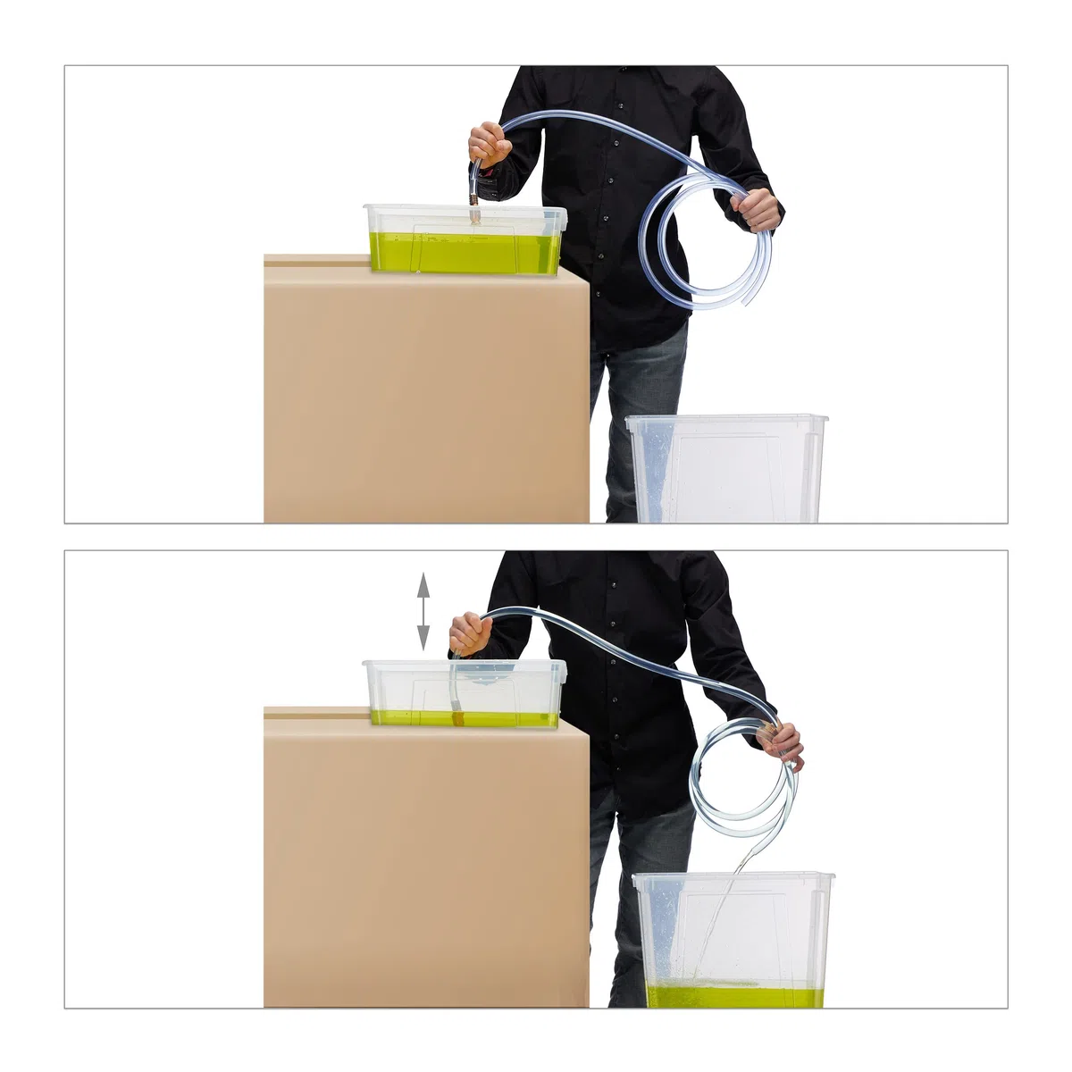 Relaxdays Tubo Flessibile, Lunghezza da 240 cm, Travaso Liquidi, Acqua, Vino e Benzina, Pompa Manuale, Trasparente