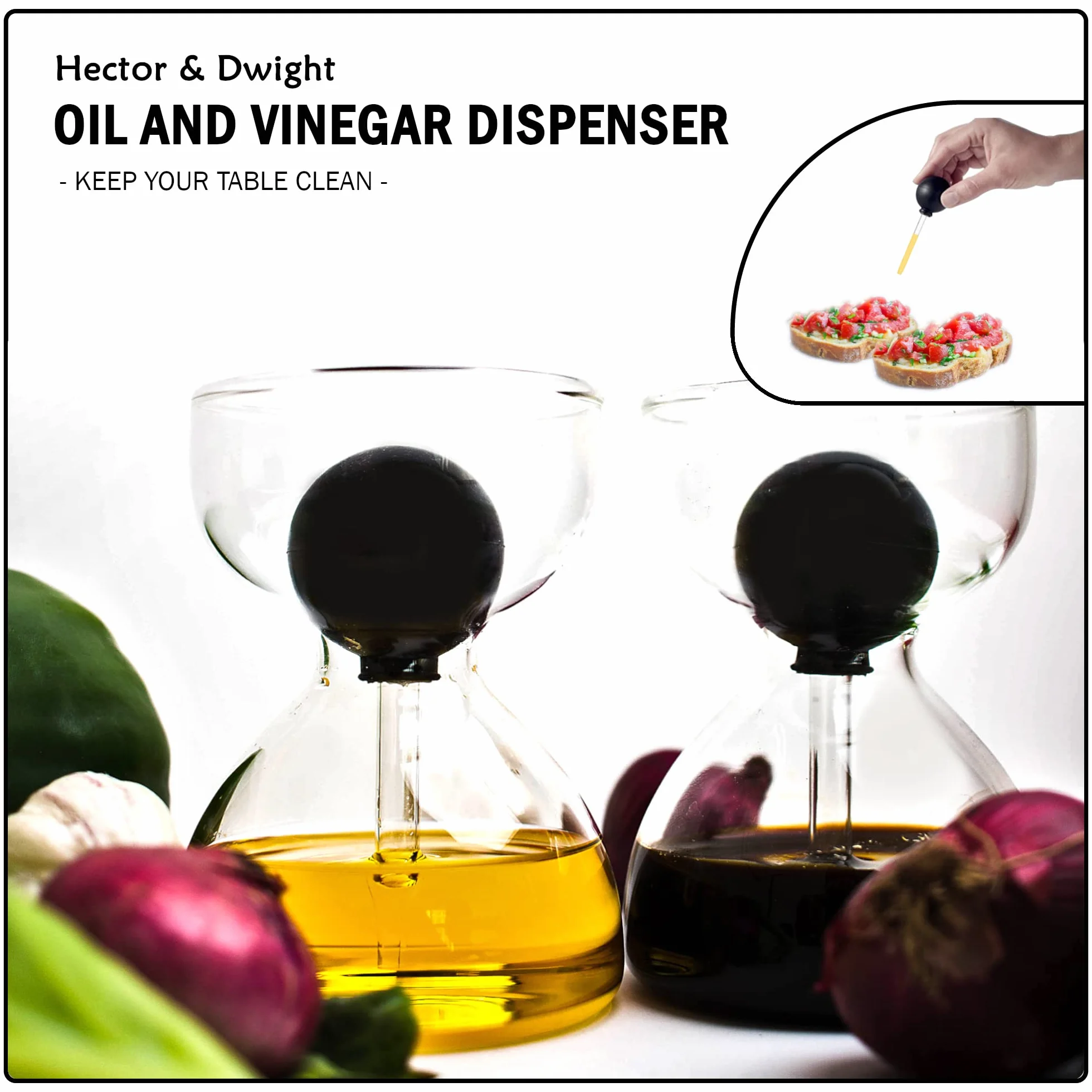 DropD'olio olio e aceto set con contagocce in vetro – Set da 2 pezzi da 200 ml – perfetto per Ciabatta e insalata