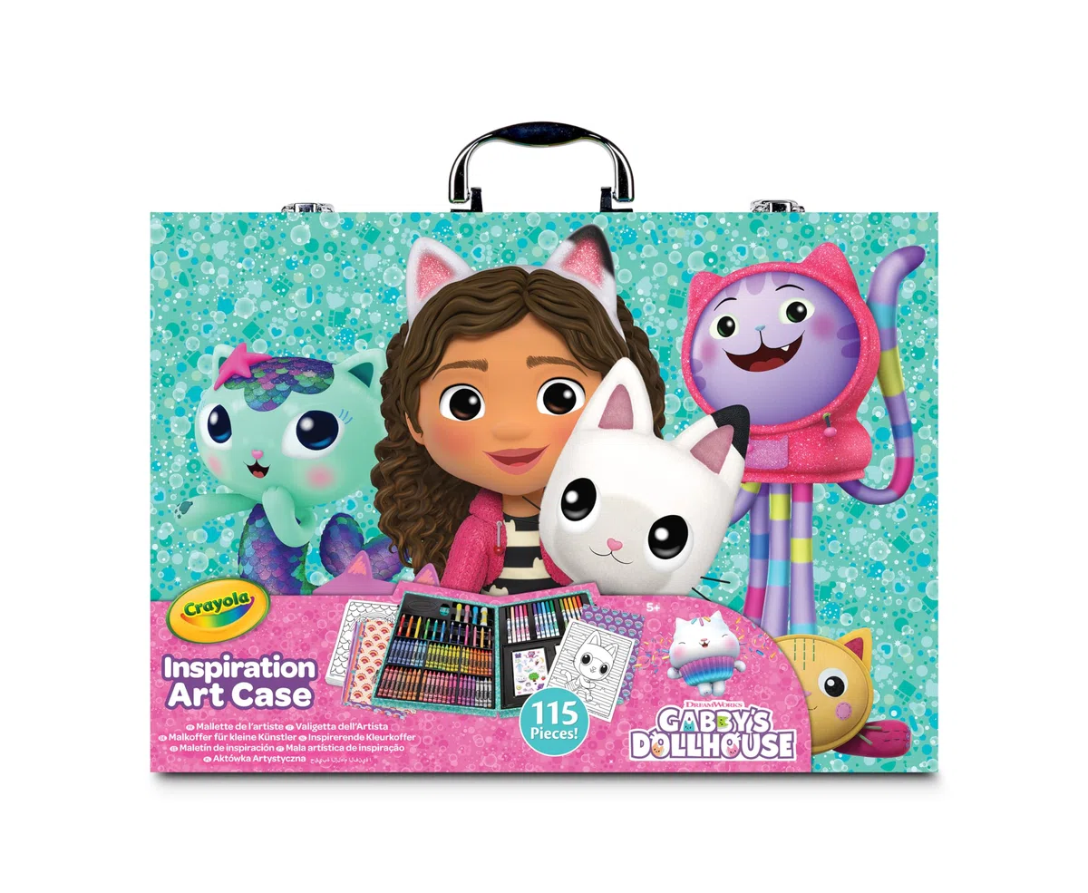 CRAYOLA - Valigetta dell'Artista Gabby's Dollhouse, Kit Creativo con 115 Pezzi, Pennarelli, Matite, Cere, Colle Glitter, Adesivi, Fogli da Colorare, Regalo per Bambini, da 5 anni, 04-2966