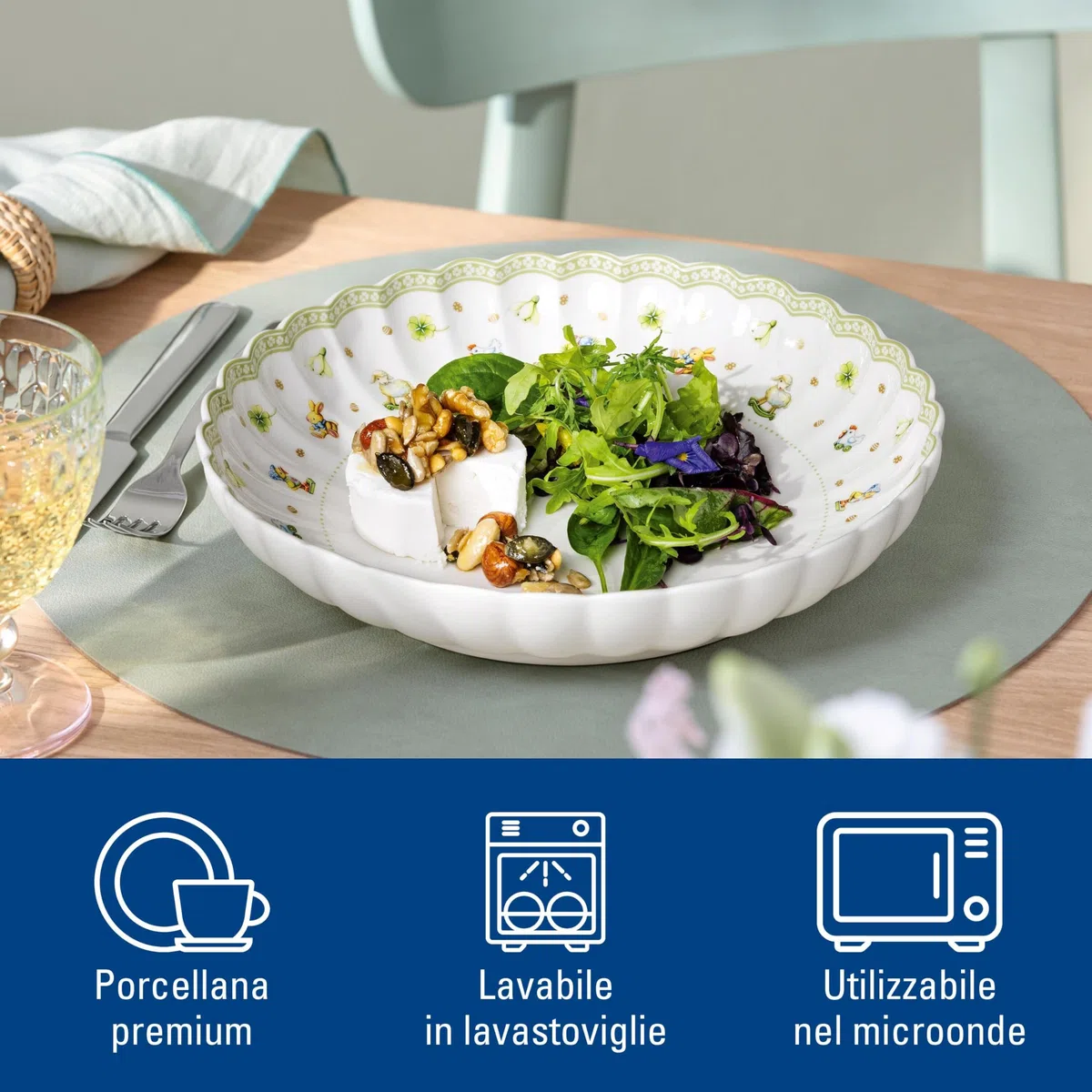 Villeroy & Boch – Easter Delight ciotola per pasta, porcellana Premium, motivi pasquali nostalgici, dettagli dorati, scodella fonda per primi di pasta, ciotole e cucina primaverile