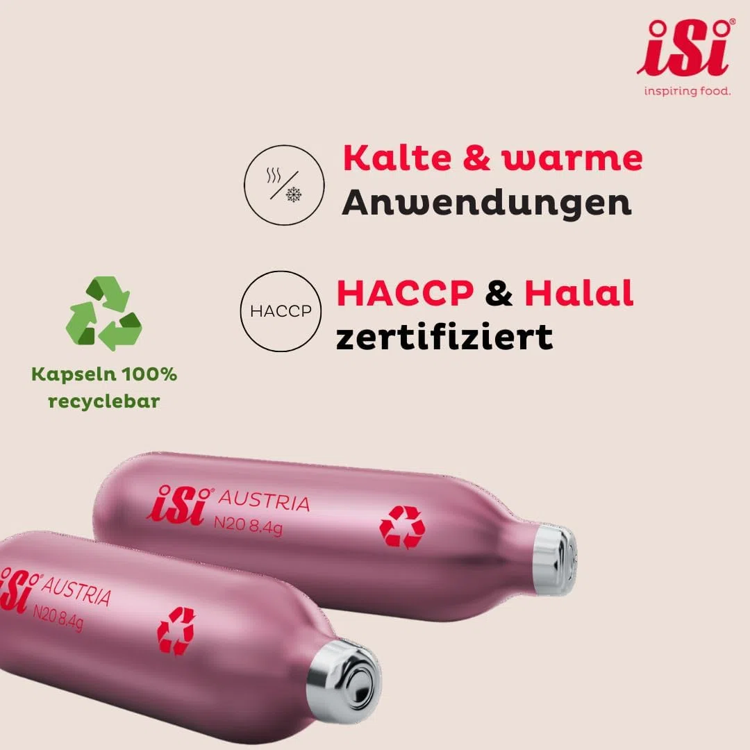 ISI Capsule per crema 2 x 24 pezzi – Professional Charger capsule per crema – Premium N2O capsule per crema in acciaio – Certificato HACCP – Made in Austria