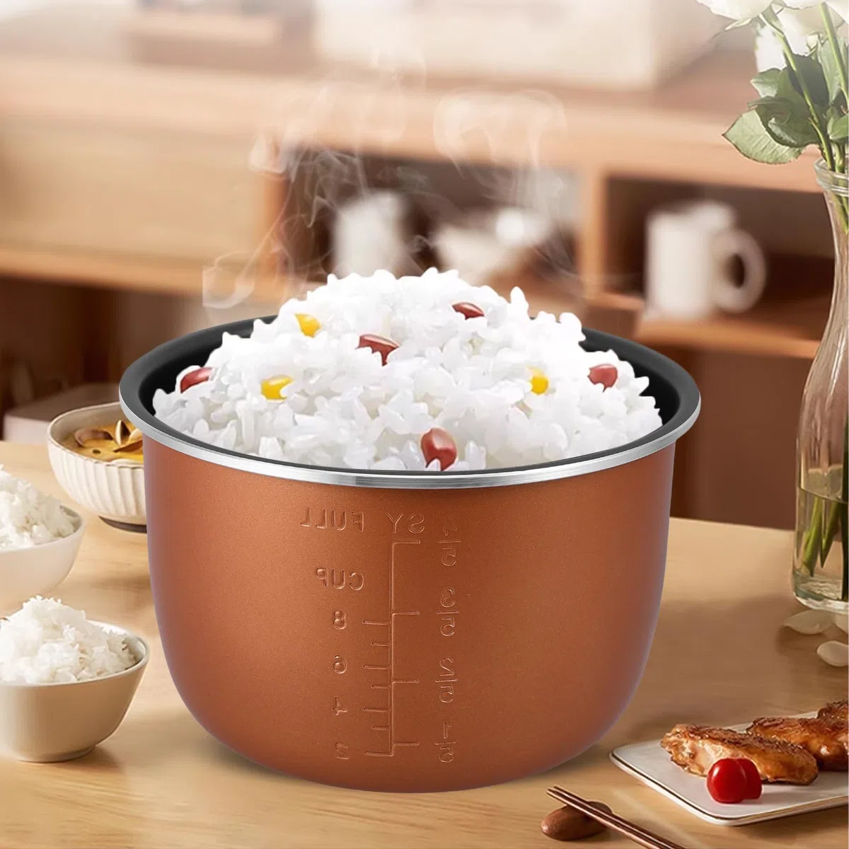 ERINGOGO Pentola Interna Design Spesso Grande capacità per Cuociriso Elettrico Antiaderente in Lega di Alluminio da 4l e 2l per Cucina Quotidiana