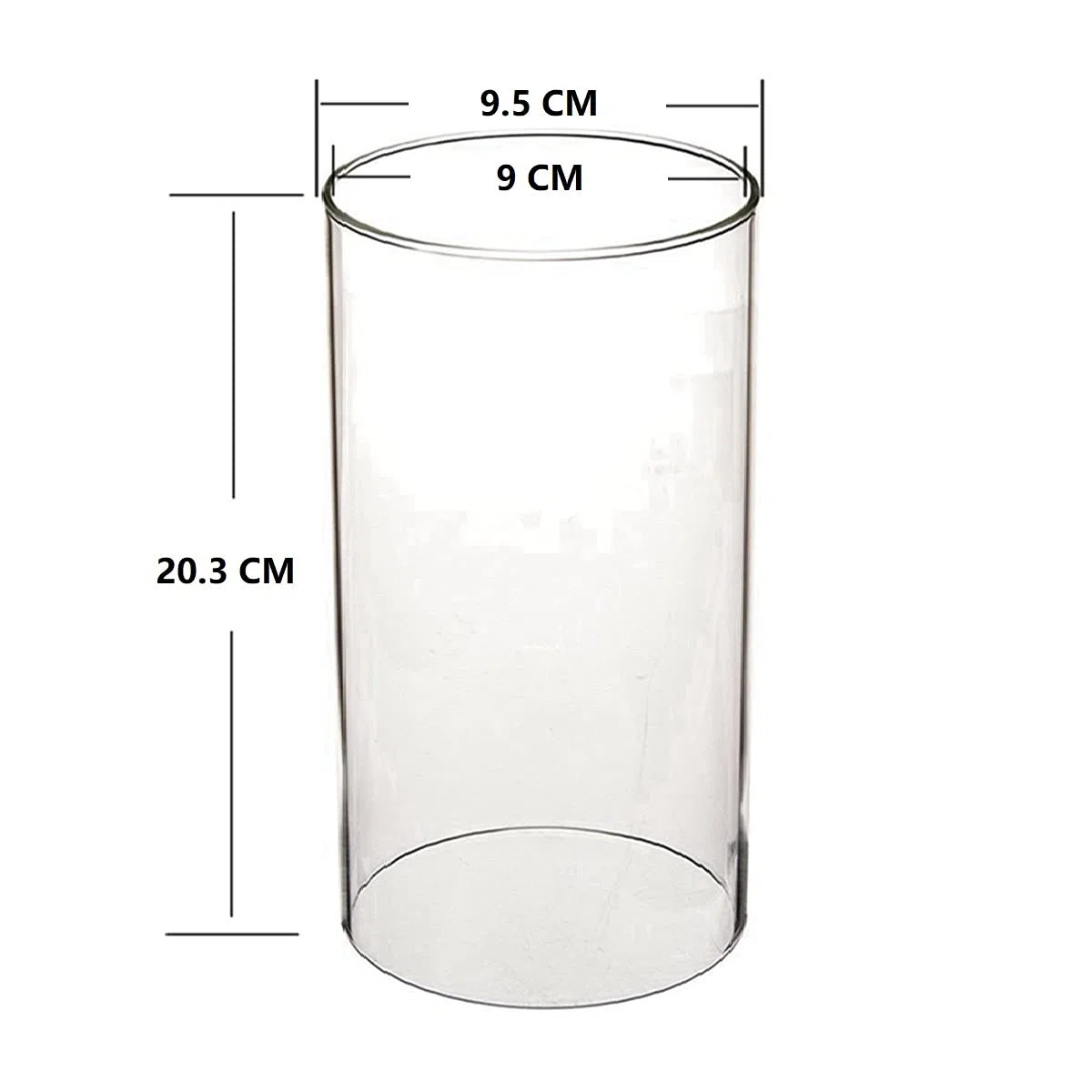 Tensquare Portacandele in Vetro Trasparente, Senza Fondo, Set di 2, Occasione Speciale, Floreale, Vetro Borosilicato, Trasparente, 9,5 cm x 20,3 cm