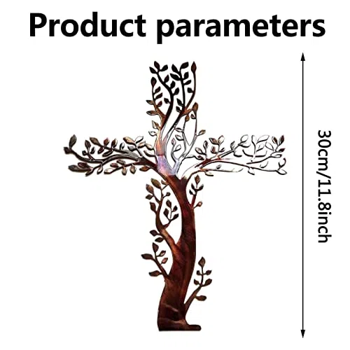 Scultura da parete a forma di albero a croce, decorazione artistica da parete in metallo, sagoma retrò 3D, opere d'arte da appendere per la decorazione domestica, decorazione unica per lo spazio