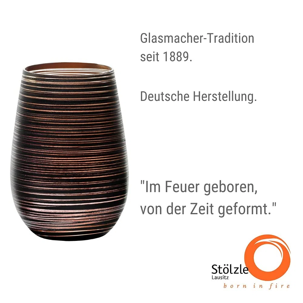 Stölzle Lausitz Set 6 Bicchieri Twister 465ml – Bicchieri in Cristallo Senza Piombo per Acqua Cocktail e Succhi – Design Elegante Nero-Bronzo – Resistenti agli Urti e Lavabili in Lavastoviglie