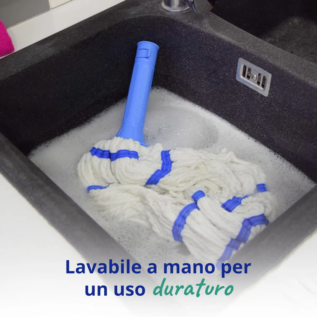 Spontex Twist Mop– Mop lavapavimenti in microfibra con sistema di strizzatura automatica integrato– Pad di pulizia non graffiante per macchie difficili – Pulisce pavimenti in laminato–Testina lavabile
