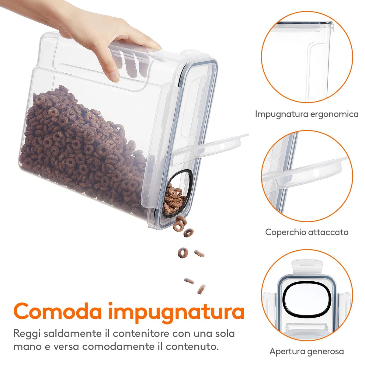 Lifewit 4 Contenitori Ermetici per Alimenti, Set Contenitori per Alimenti 4L, Contenitori Pasta Dispensa Salvaspazio, Contenitori Barattoli Cucina Accessori, Barattoli Pasta Plastica con Coperchio