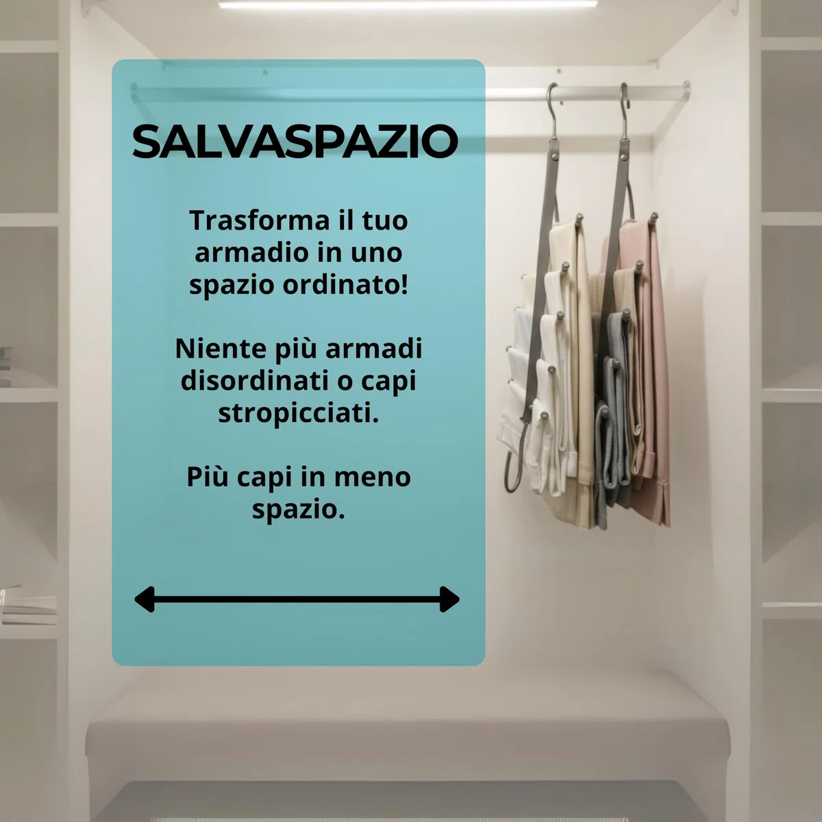 BAILIWANG - Grucce pantaloni 6 in 1,salvaspazio, 2 pezzi, organizer per borse cinture cravatte, appendiabiti, grucce per pantaloni, grucce salvaspazio