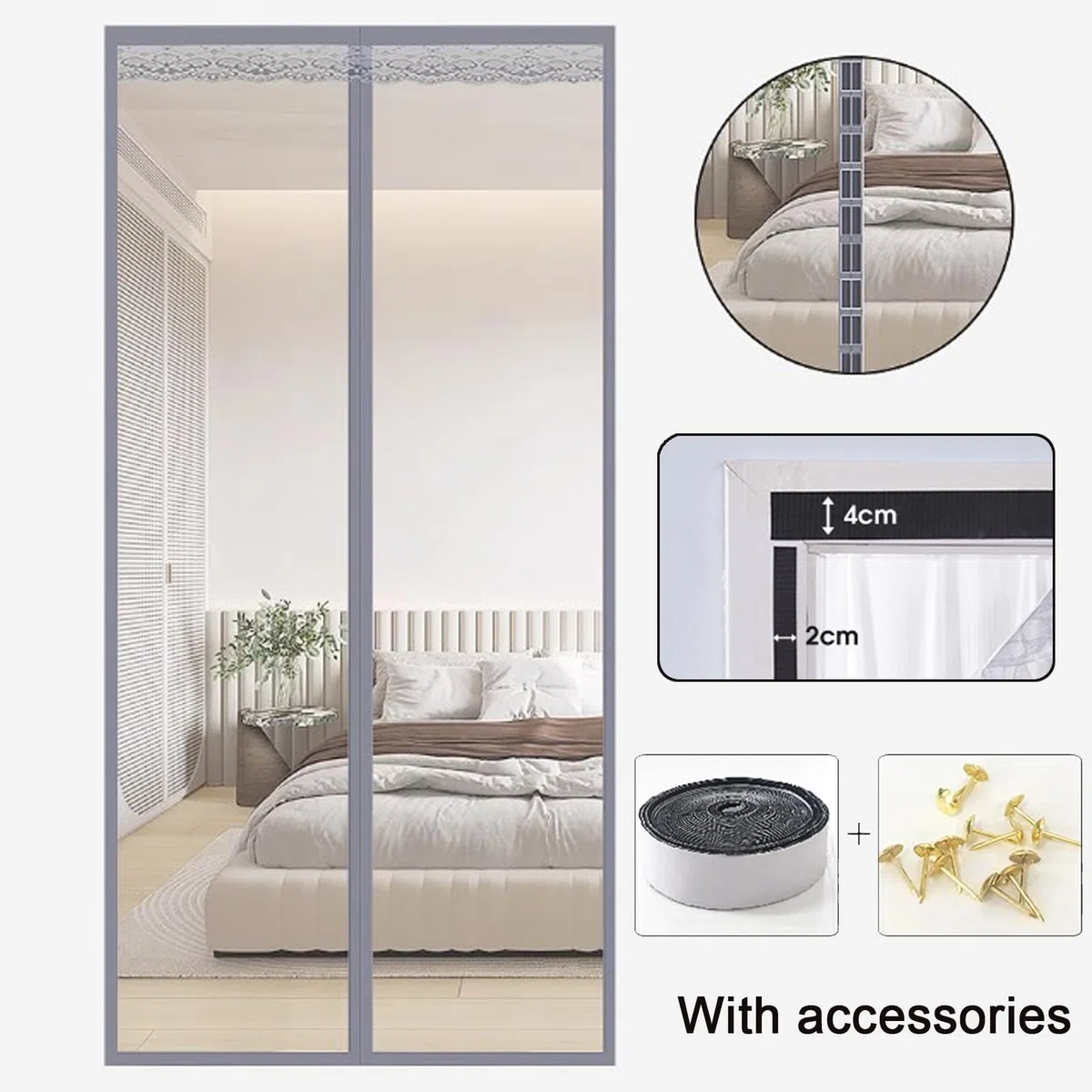 Tenda per Porta Isolamento Termico Magnetico,Tenda Magnetica Per Porta In EVA,Copertura Porta Antivento,Chiusura Automatica,per Balcone Cucina Camera da Letto,Larghezza x Altezza (90cm x 230cm)