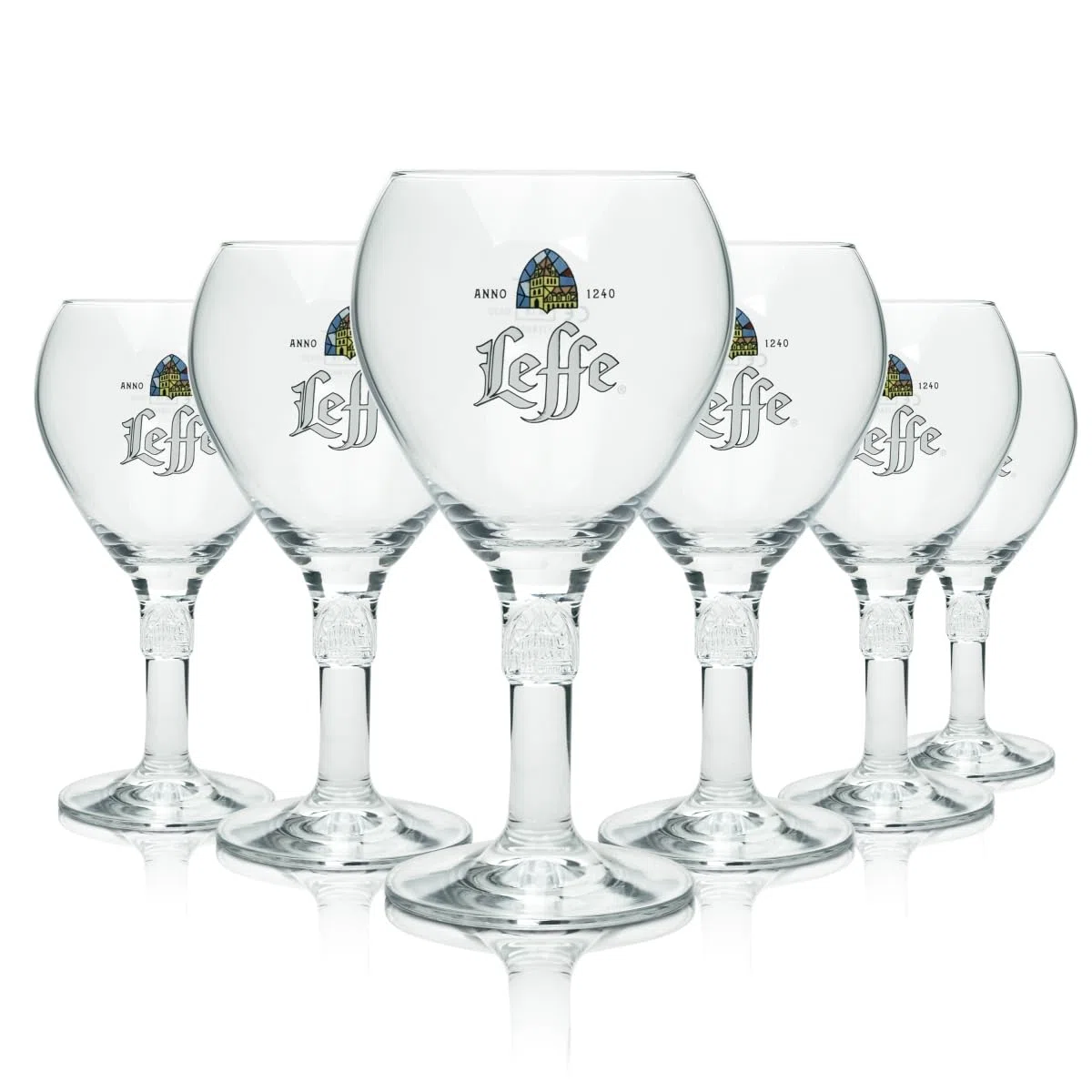Leffe Bicchieri – Set di 6 bicchieri – 33 cl per bicchiere – Ufficiale Calice Large Stem – Perfetto per bere Blonde, Brown, Ruby, Double, Triple + 6 Beer Mat