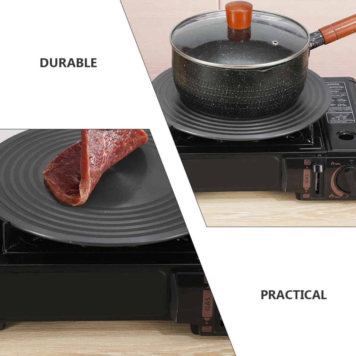 Sosoport Piastra per Scongelamento Rapido su Fornello Gas 24 Cm in Lega di Alluminio Design Antiscivolo, Vassoio per Scongelare Carne e Pesce, Accessorio Cucina per Protezione Pentole