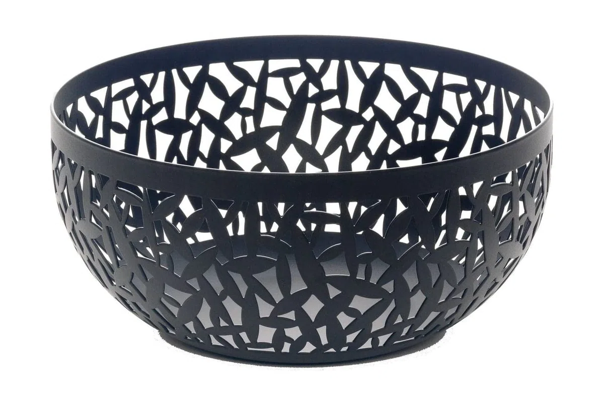 Alessi Cactus MSA04/21 B Centrotavola Portafrutta Traforato di Design, in Acciaio Colorato e Resina Epossidica, Nero