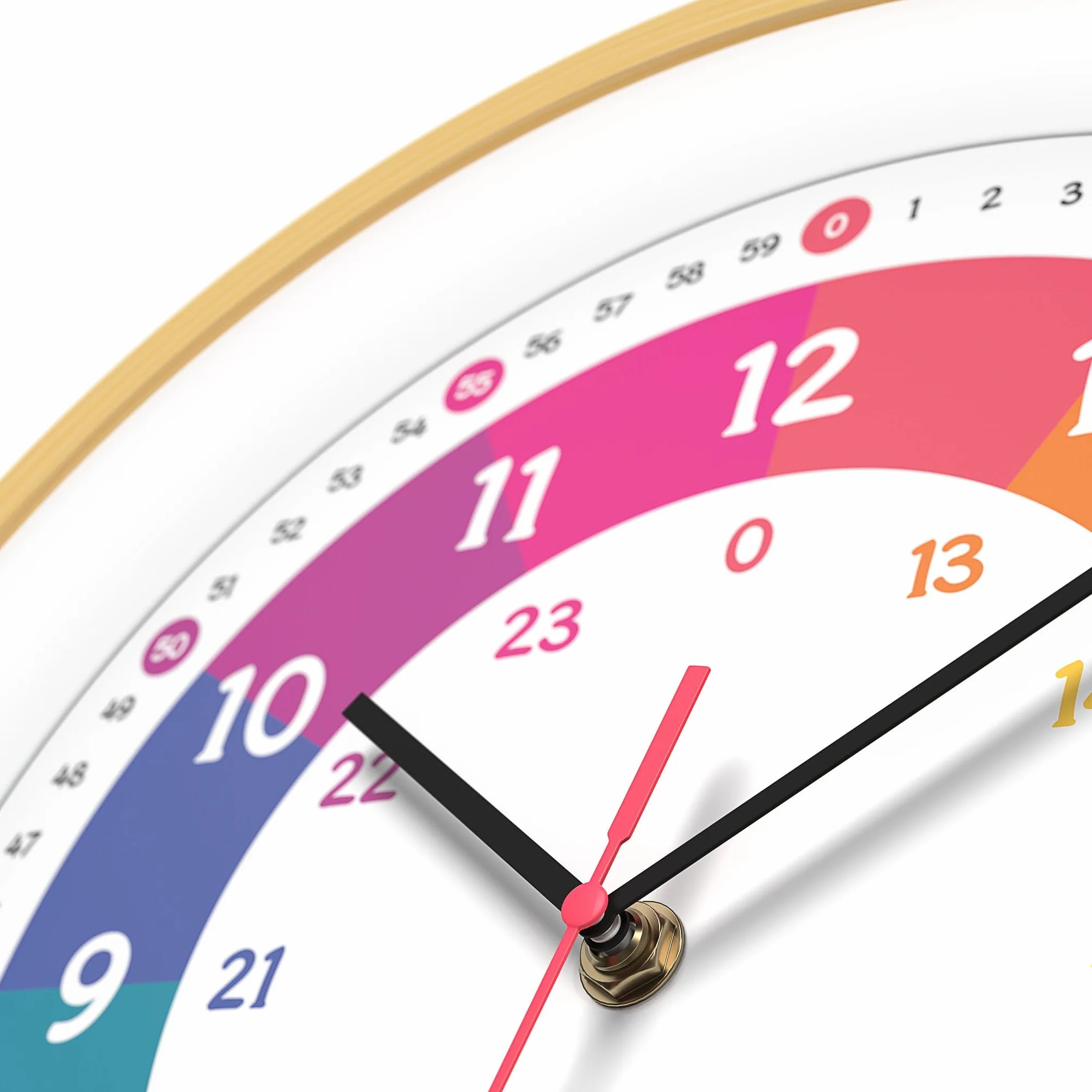 Cander Berlin MNU 2425 R Orologio da parete per bambini, silenzioso, 25 cm, effetto legno, analogico, per ragazzi e ragazze, senza ticchettio, colorato