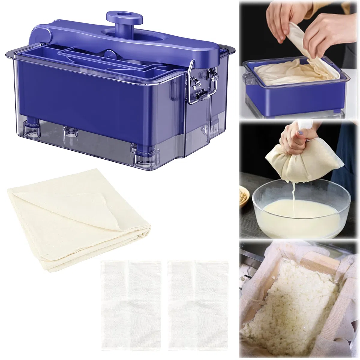 Qivine Tofu Press, Pressa per Tofu Duro, Stampo Tofu Fai da Te Rimovibile, Drenaggio Facile, Lavabile in Lavastoviglie, per Un Tofu più Gustoso e Compatto