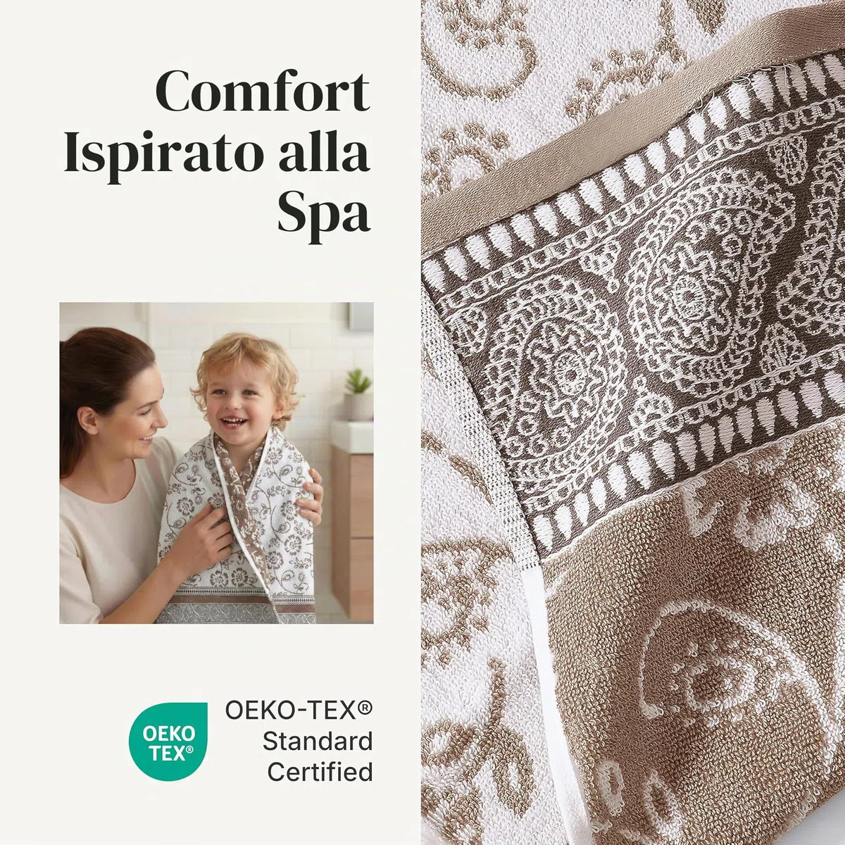 Modern Threads Ophelia Fawn - Set di 6 asciugamani da bagno, 2 asciugamani da bagno, 2 asciugamani da bagno, 2 asciugamani in jacquard, tinta unita