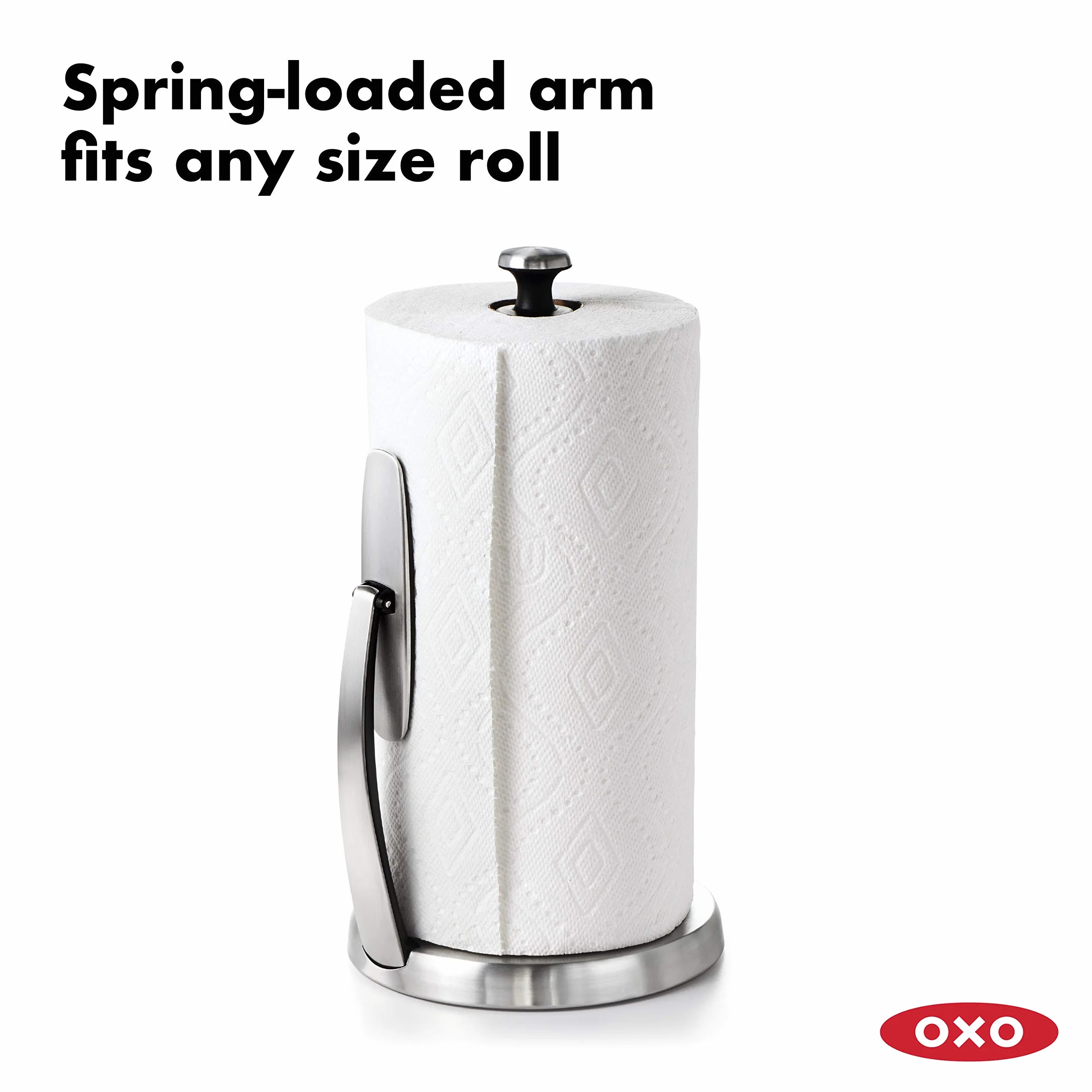 OXO Good Grips SimplyTear - Porta asciugamani di carta, in acciaio inox spazzolato