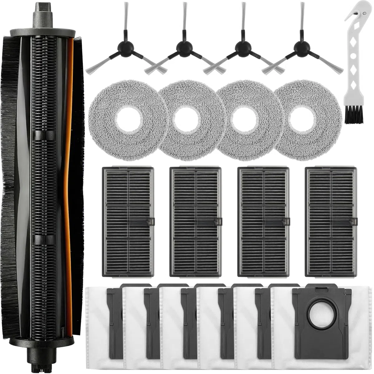 Accessori per Dreame L10s Pro Ultra Heat/L10s Ultra Gen 2/X30 Ultral/Mova E30 Ultra, Include 1 Spazzola Principale, 4 Spazzole Laterali, 4 Filtri, 4 Panni Mop, 6 Sacchetti a Vuoto, 1 Spazzola Piccola