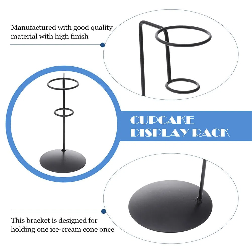 Healeved Porta Gelato Singolo Supporto Cono Gelato in Ferro 6.10X3.35X6.30 Pollici Accessorio Per Dessert Feste Gelaterie Panetterie