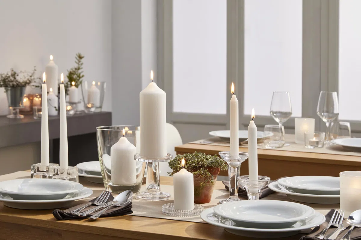 METRO Professional Candele da tavola, paraffina, 2,15 x 18 cm, durata circa 6 ore (Bianco, 144 pz)
