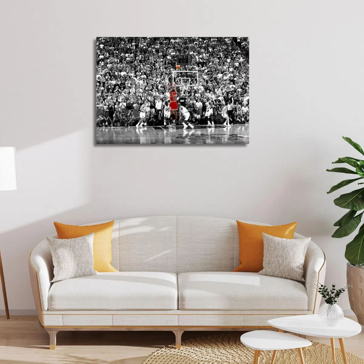 canvashop Quadri Michael Jordan 50X35 cm Last Shot Quadro Su Tela Canvas Bianco e Nero Stampe Da Parete Moderni Soggiorno