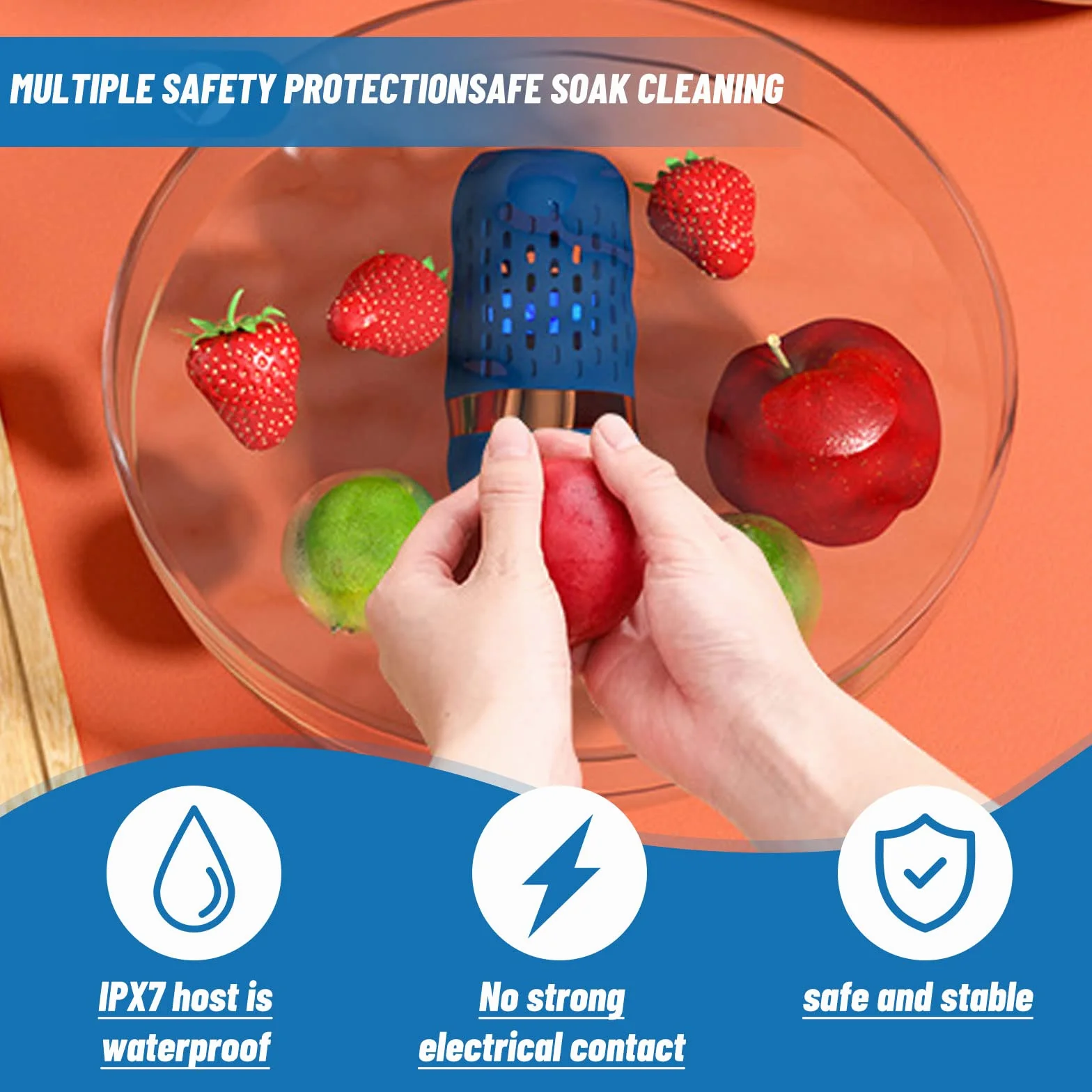 Depuratore per Frutta e Verdura, 3000mAh IPX7 Macchina per la Pulizia di Frutta e Verdura Lavatrice di Frutta Ricaricabile Senza Fili USB Portatile per la Pulizia di Frutta e Verdura, Riso, Carne