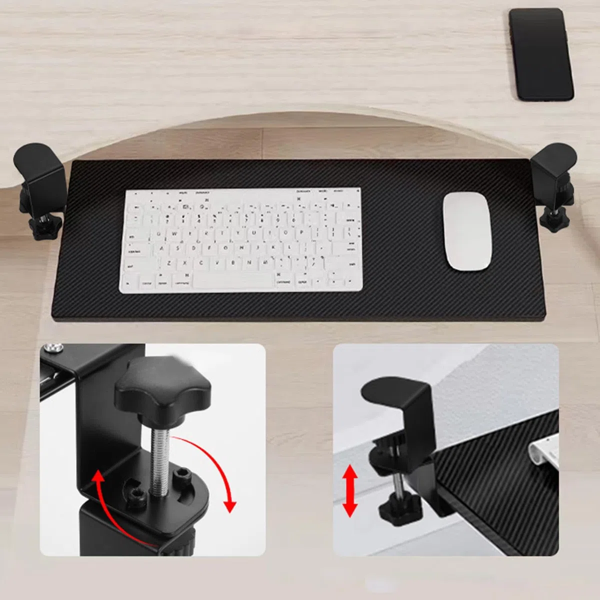 Underdesk Keyboard Drawer, Height Adjustable Keyboard Holder, Slide-Out Keyboard Drawer, Under Desk Keyboard Holder, Adjustable Keyboard Tray, Under Desk Keyboard Shelf, Desk Mounted Keyboard Drawer