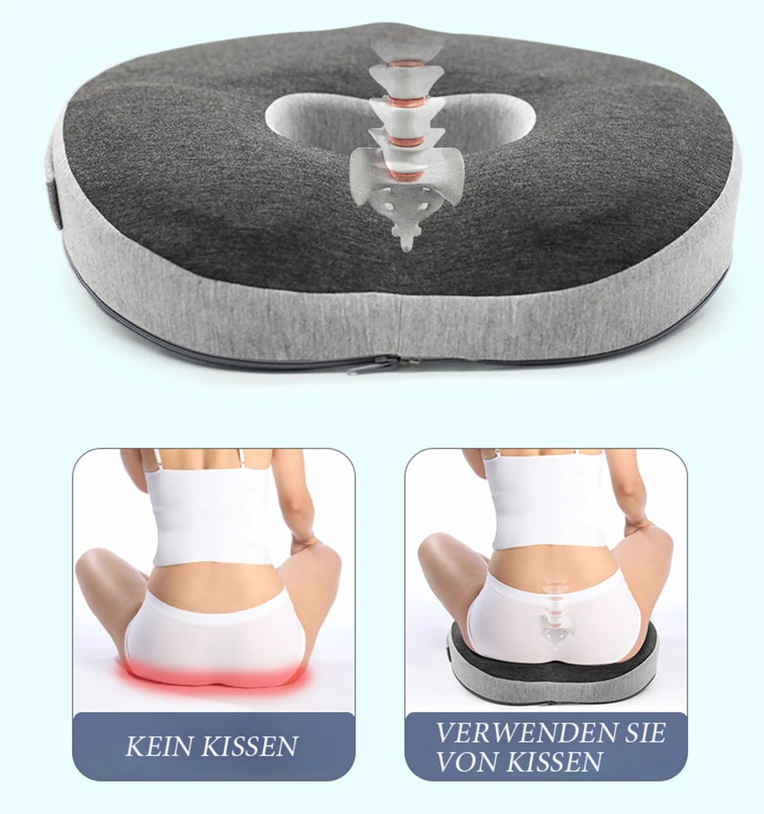 Cuscino Antidecubito per Sedia - Ciambella Cuscino Ortopedico, Effettivo nel Lenire Emorroidi, Prostata, Coccige, Sciatica e Mal di Schiena, Ideale per Uso in Ufficio, Auto e Sedia a Rotelle.