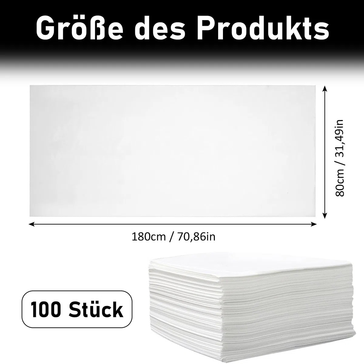 Lenzuolo Usa e Getta, 100 Pezzi 80 x 180cm Lenzuola Monouso in Tessuto non Tessuto, Copri Lettino Estetista, per uso in Centri Medici Temporanei, Case di Cura, Bianco
