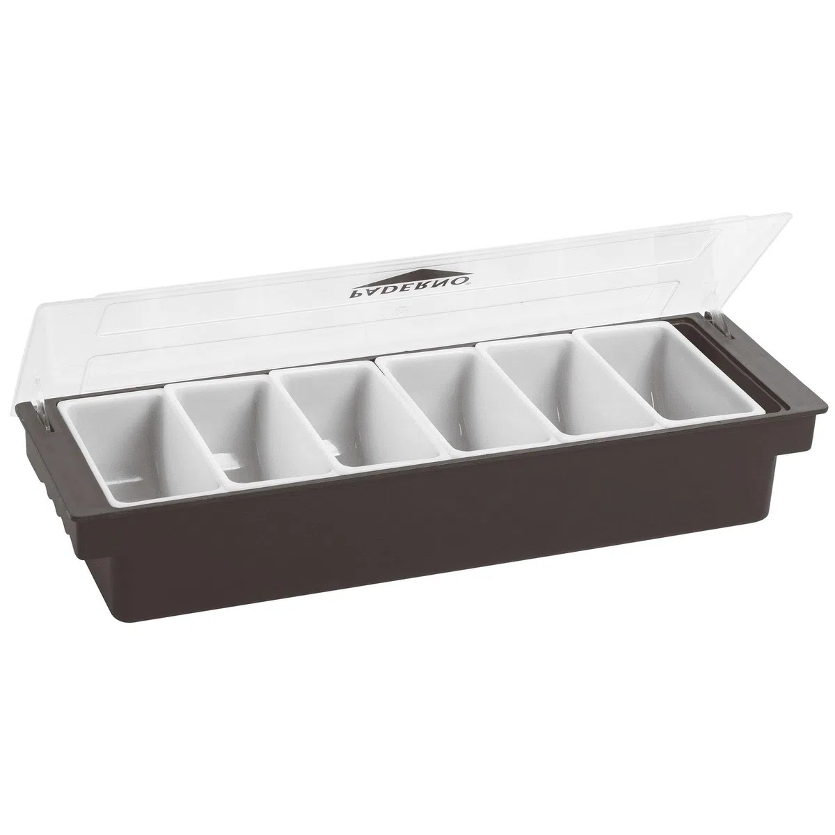 Paderno 44103-06 Contenitore 6 Scomparti, Portacondimenti 6 Vaschette ideale per Insalata e Condimenti, Lavabile in lavastoviglie, Dimensioni: 49x15 cm, ABS