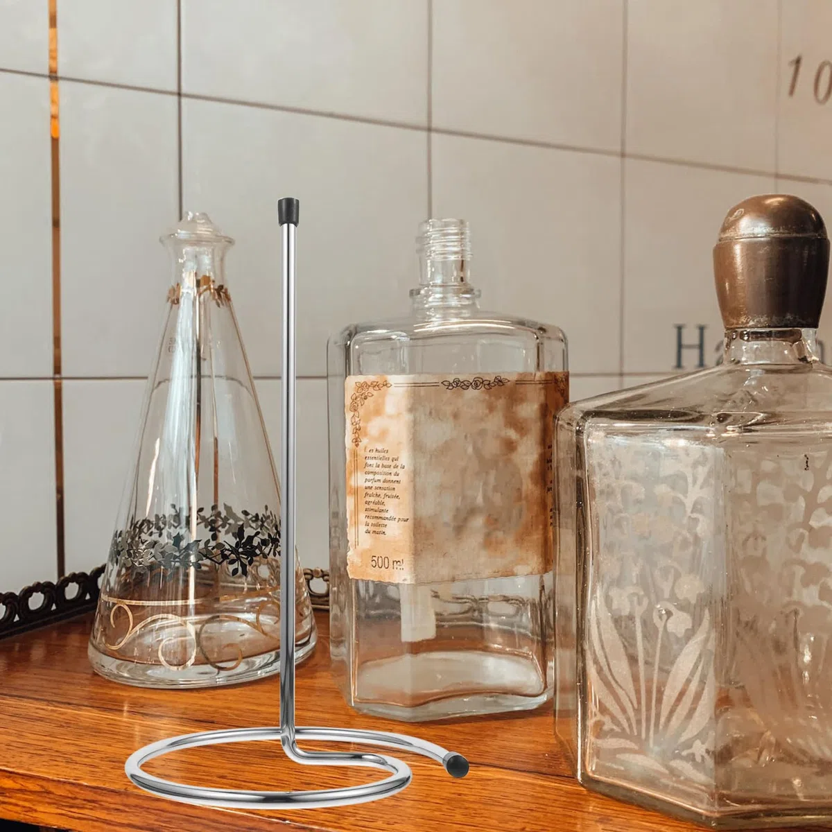 Tofficu Supporto 2 per Decanter in Inossidabile Asciuga Bottiglie Rapido Risparmio Spazio per Bar