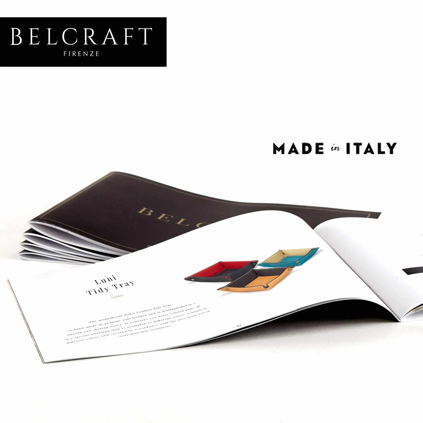 Belcraft Luni Svuotatasche in Pelle, Elegante Pensiero con Scatola Regalo, Realizzato a Mano da Artigiani Toscani, Porta Oggetti, Nero (19x19 cm)