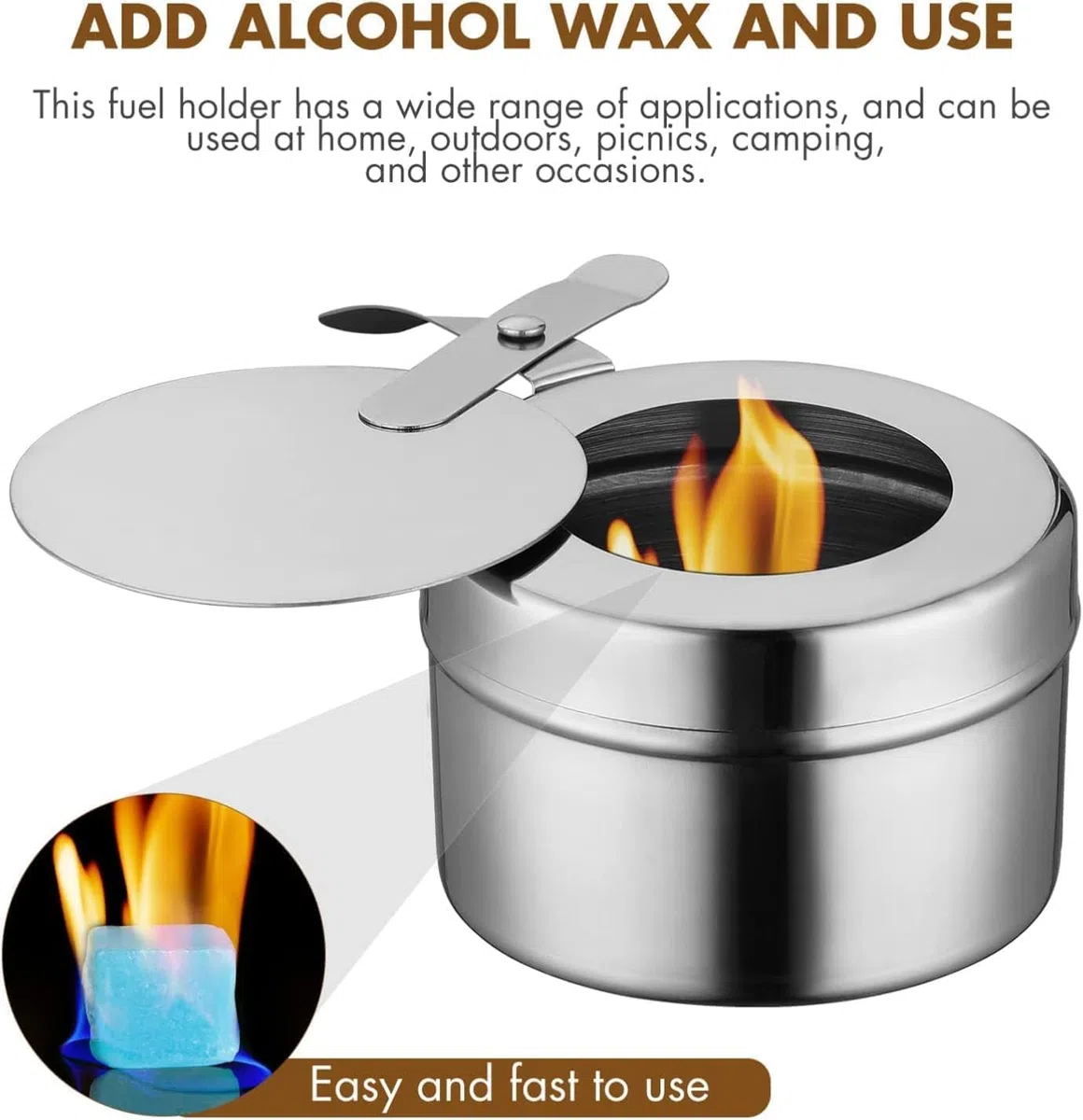 12 Pezzi Contenitore per Pasta Combustibile per Fonduta, Scaldavivande per Chafing Dish in Acciaio Inox, con Regolatore di Fiamma Fuel Holder, Cucina ad Alcool per Hotpot, Drypot