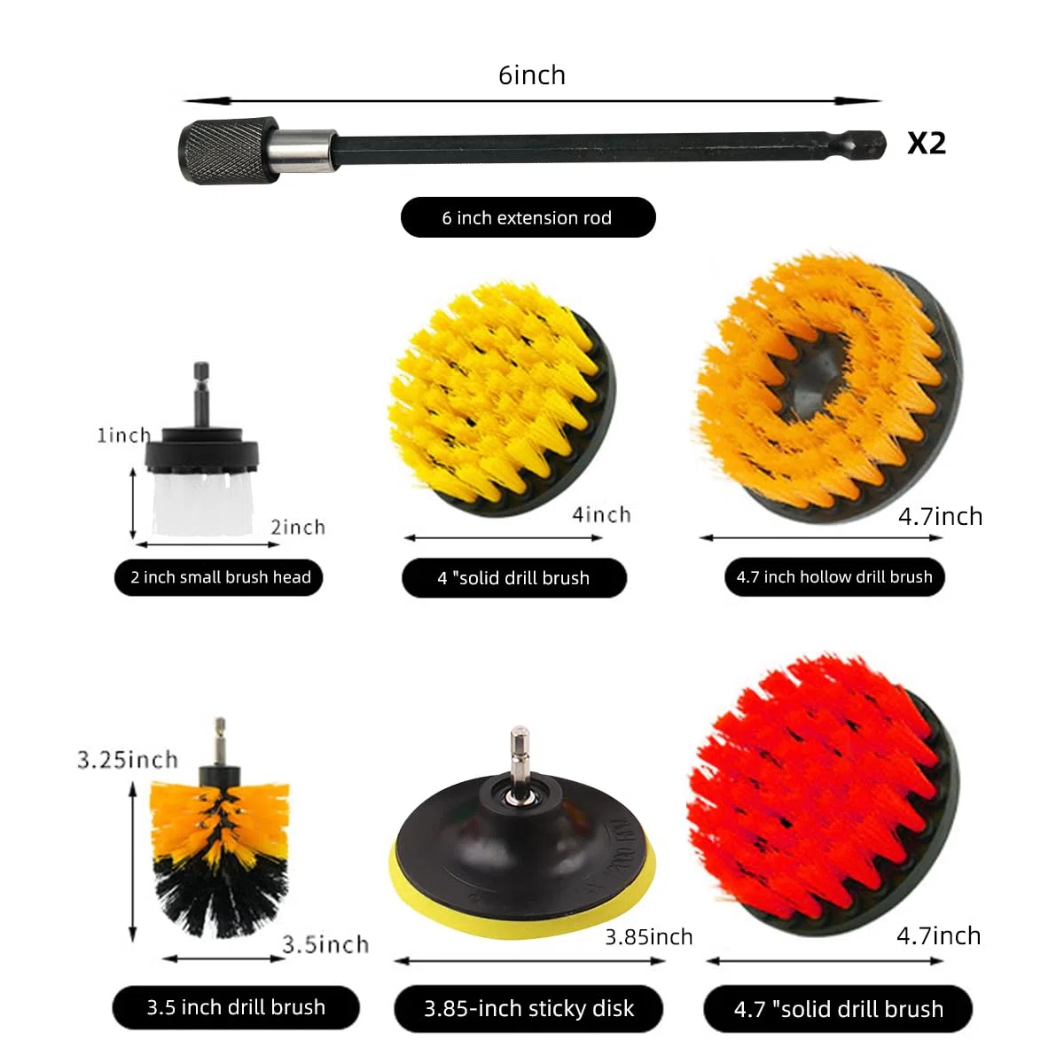 17 spazzole abrasive e spugna con asta lunga allungabile, multiuso, per fughe, superfici del bagno, lavabo, pavimento, lavabo, lavabo, lavabo, accessori per la pulizia del lavandino