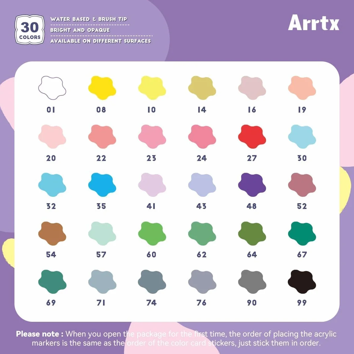 Arrtx 30 pennarelli acrilici per pittura su roccia, punta extra a pennello, pennarelli a base d'acqua per pietra, vetro, uova di Pasqua, legno e pittura su tessuto, non tossici, nessun odore