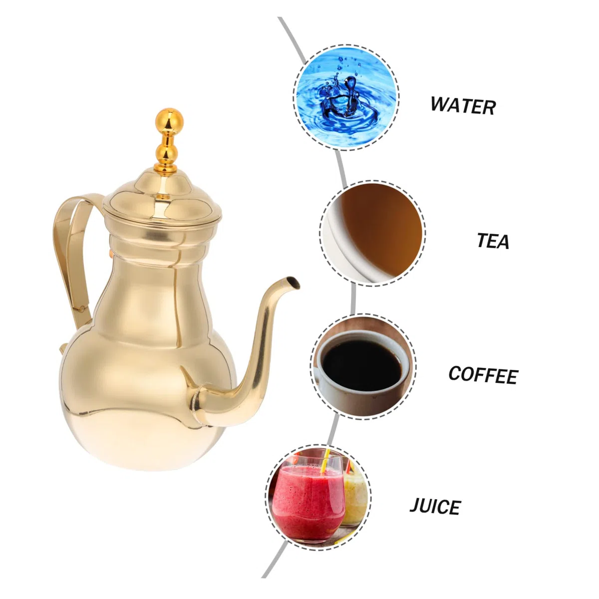 Cabilock Caffettiera e Filtro Integrato in Acciaio Inossidabile Stile Medio Oriente Manico Ergonomico Bollitore Decorativo per Cucina Indoor