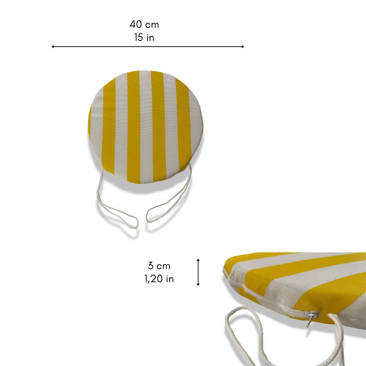 Il Tuo Artigiano Design Set 6 Cuscini per Sedie da Giardino Made in Italy - Cuscini Copri Sedie da Cucina Sfoderabili - Imbottiture in Spugna (Diametro 40 cm, Bianco e giallo)