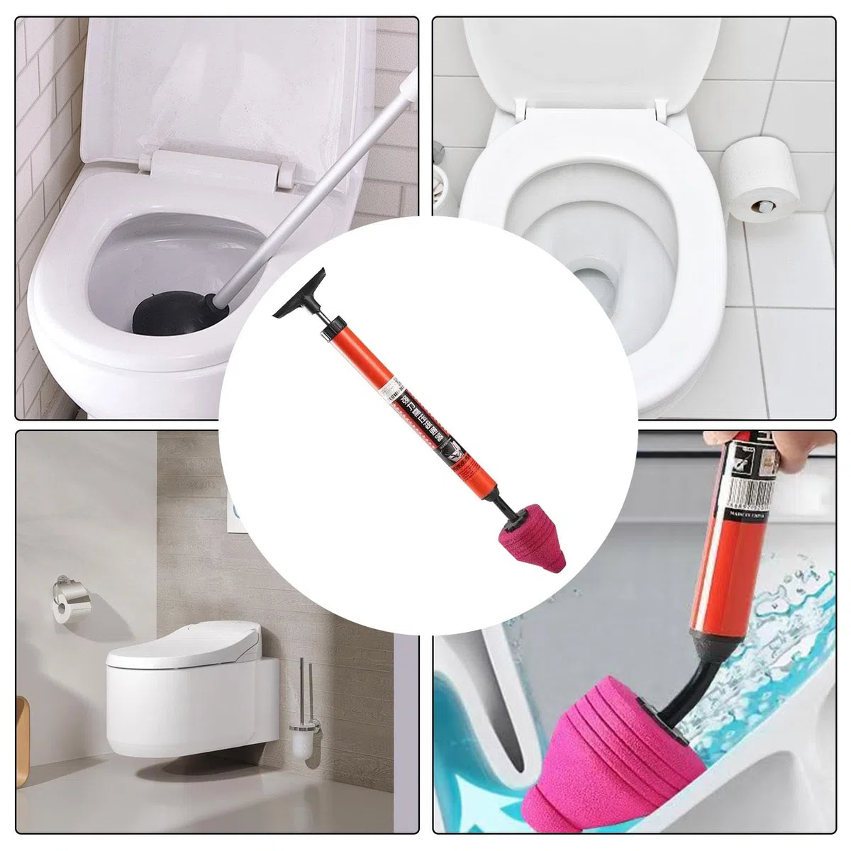 Pistone per WC ad Alta Pressione ad Aria compressa, Strumento di sblocco per WC ad Alta Pressione, con Design a pistone Pneumatico, con Manico ergonomico, per Scarico del Pavimento del